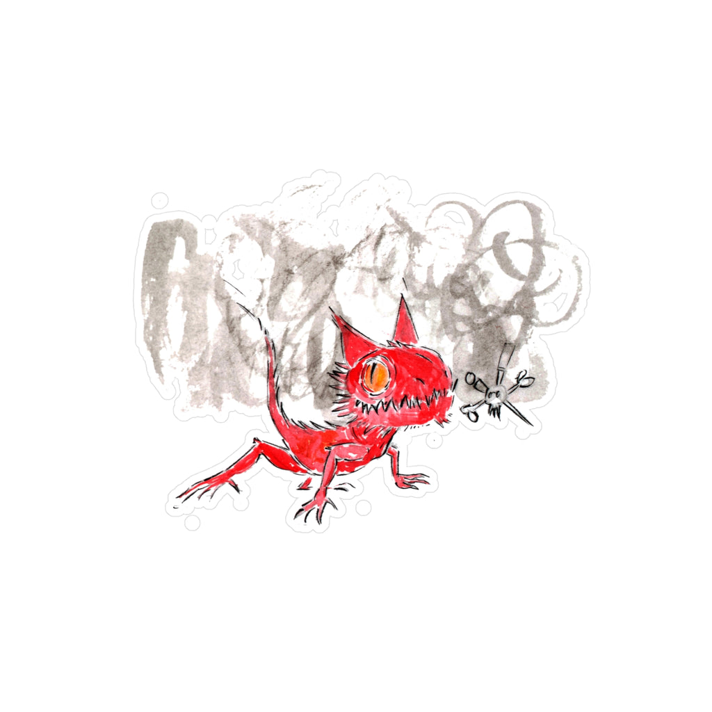 Red Demon Cat Vinyl Sticker — Kiss-Cut Waterproof Laptop Decal